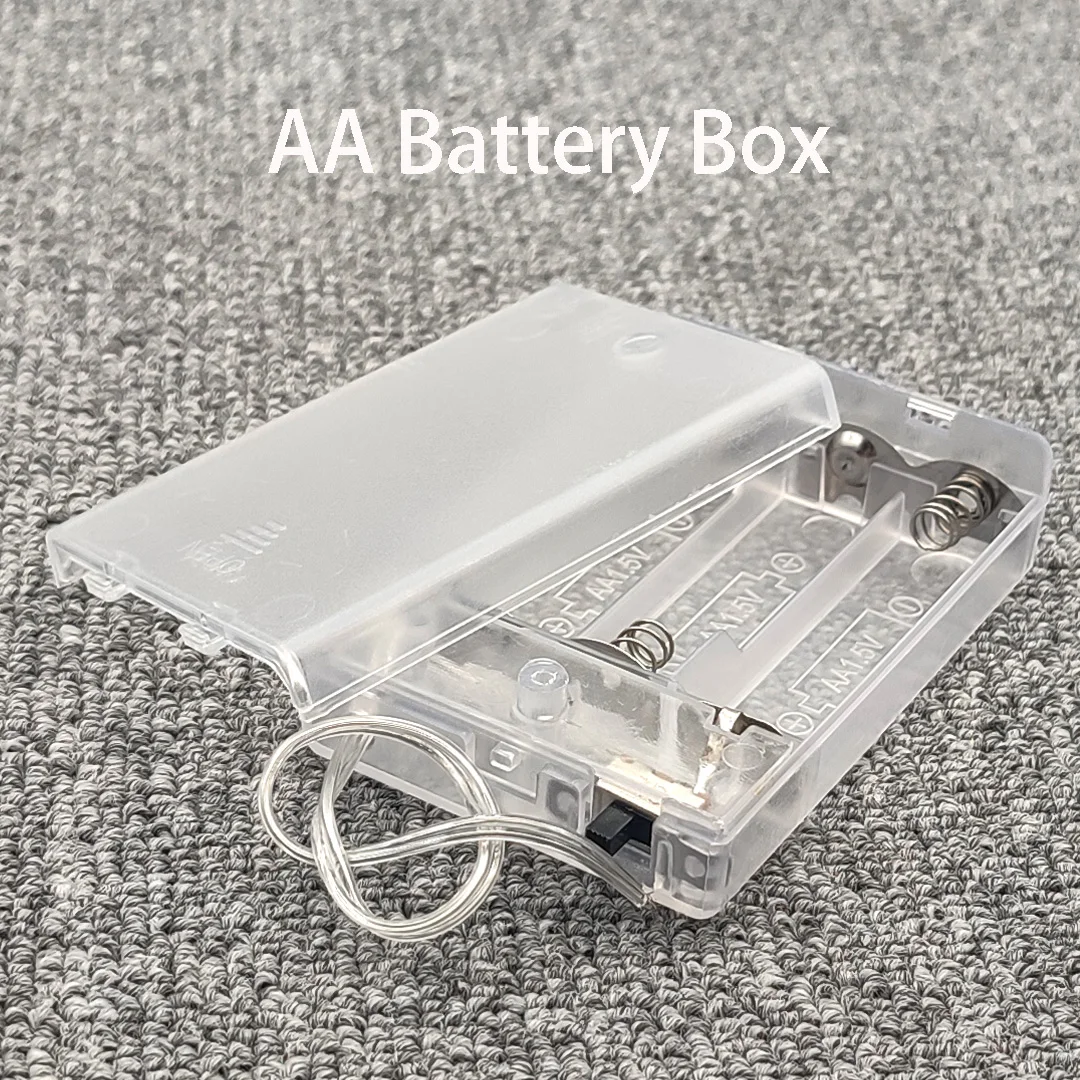 New AA Battery Box 2AA/3AA Battery Holder AA Battery Box, With Transparent Switch Lead And Side Switch