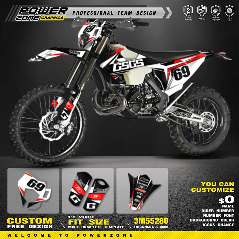 PowerZone Custom Team Graphics Backgrounds Decals For 3M Stickers Kit For GASGAS EC 2018 2019 2020  06