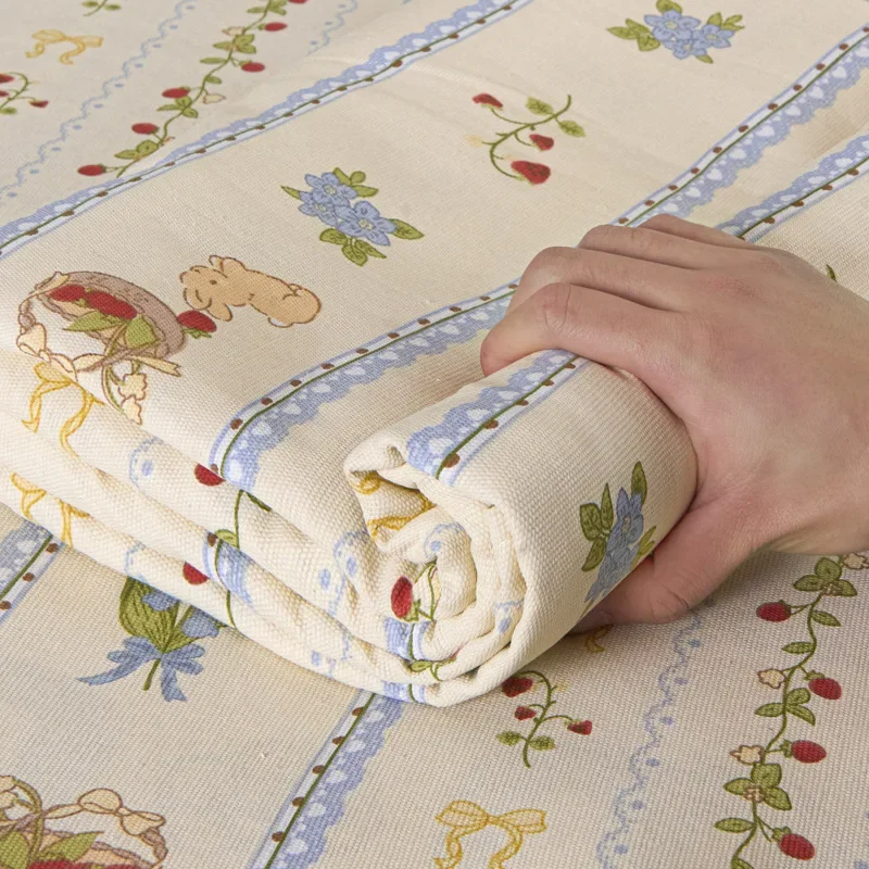 Customizable small fresh cotton old coarse cloth mat three-piece set