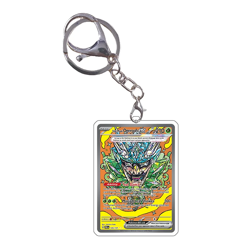 Pokemon Keychain Cards Kieran Eevee Sylveon Mela English Eersion Sv8 Anime Game Characters Self Made Acrylic Pendant Decoration