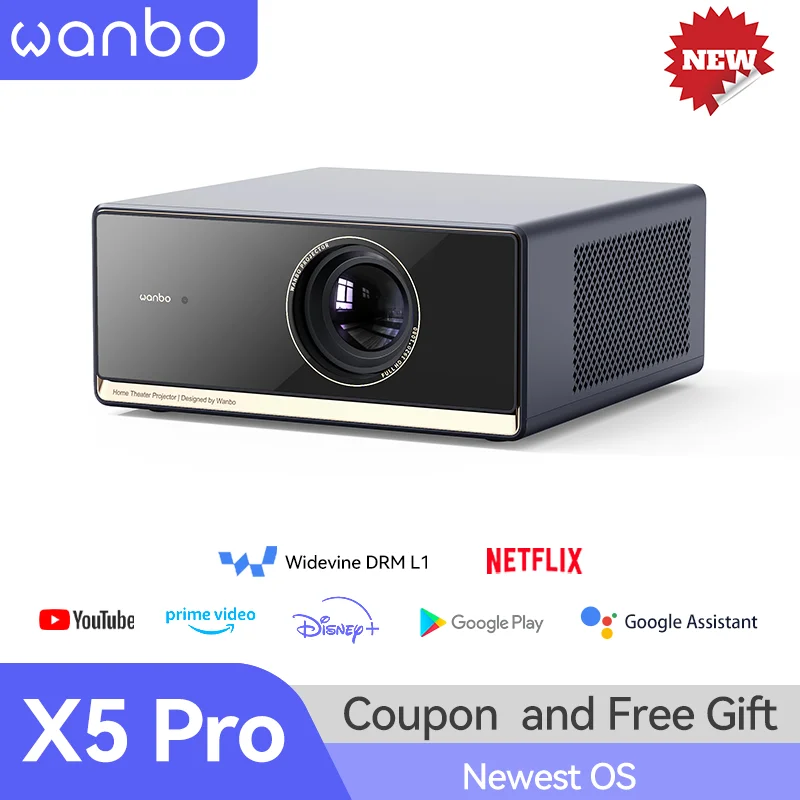 Wanbo x5 pro projektor full hd 1080p proyector unterstützung 4k 11,0 ansi android home google widevine l1 und assistent