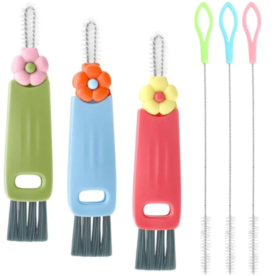

3Pcs 3 in 1 Cup Lid Cleaning Brush with 3Pcs 7.87inch Straw Cleaning Brush Multifunctional Gap Cleaning Brush Portable Cup Brus