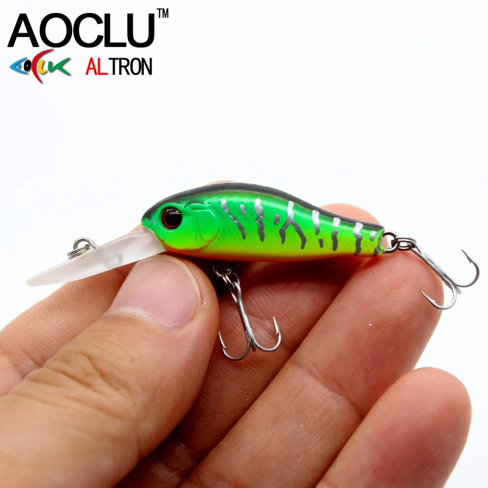 AOCLU Mini Floating Crank 35cm 2.4g Deep Diving 1.2m Hard Bait Minnow Shad Fishing Lures Bass Trout Saltwater 14# VMC Hooks