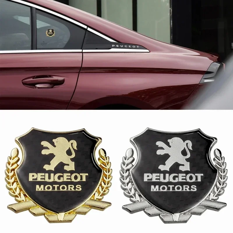 Carbon Fiber Car Window Badge Sticker Tail Trunk Emblem for Peugeot 107 206 301 306 307 308 407 408 508 2008 3008 4008 5008