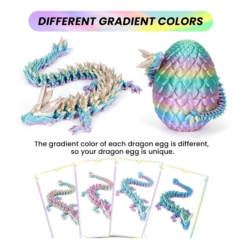 3D Printed Dragon Egg Crystal Dragon Toys Easter Eggs Dragon Crystal Dragon In Egg Adults Fidget Toys For Autism ADHD