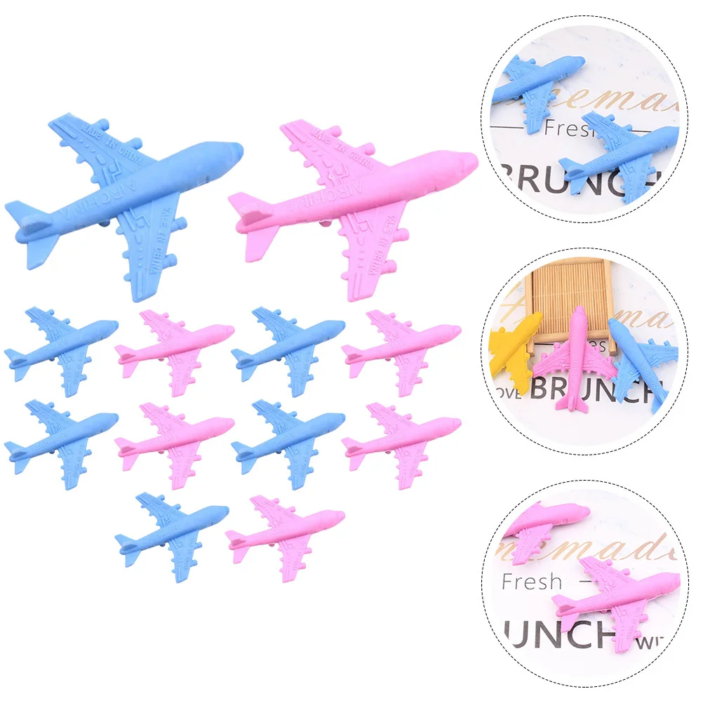 12-teiliges Radiergummi-Set in Flugzeugform, niedliches Gummi-Radiergummi-Set für Kinder, Schulbedarf, lustige Radiergummis, Großzeichnung, Geschenk, niedliche Schulbedarf