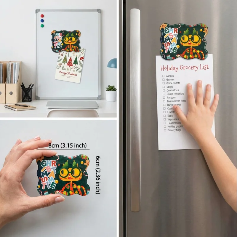 عيد الميلاد البرتقال القط مغناطيس الثلاجة لطيف الكرتون هريرة عطلة ديكور احتفالي البرتقال الثلاجة ملحق لعبة الشكل