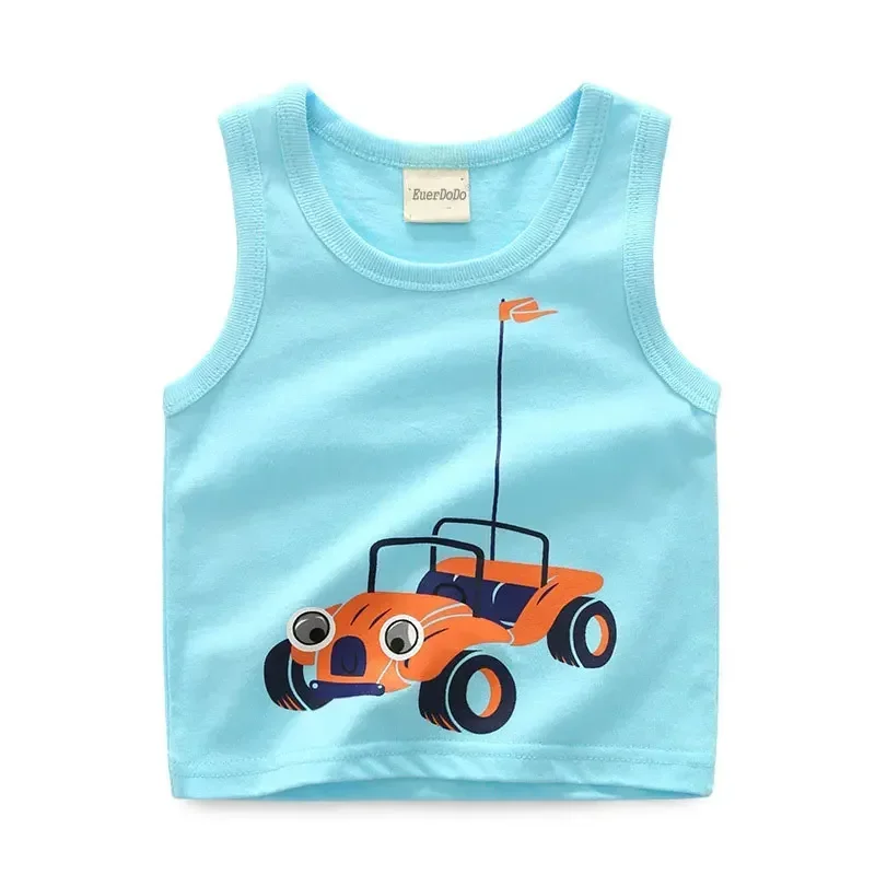 Children Shirts Cartoon Tops for Girls Kids Underwear Cotton Tees Baby Boys Undershirt 2023 Summer Toddler Sleeveless Vest