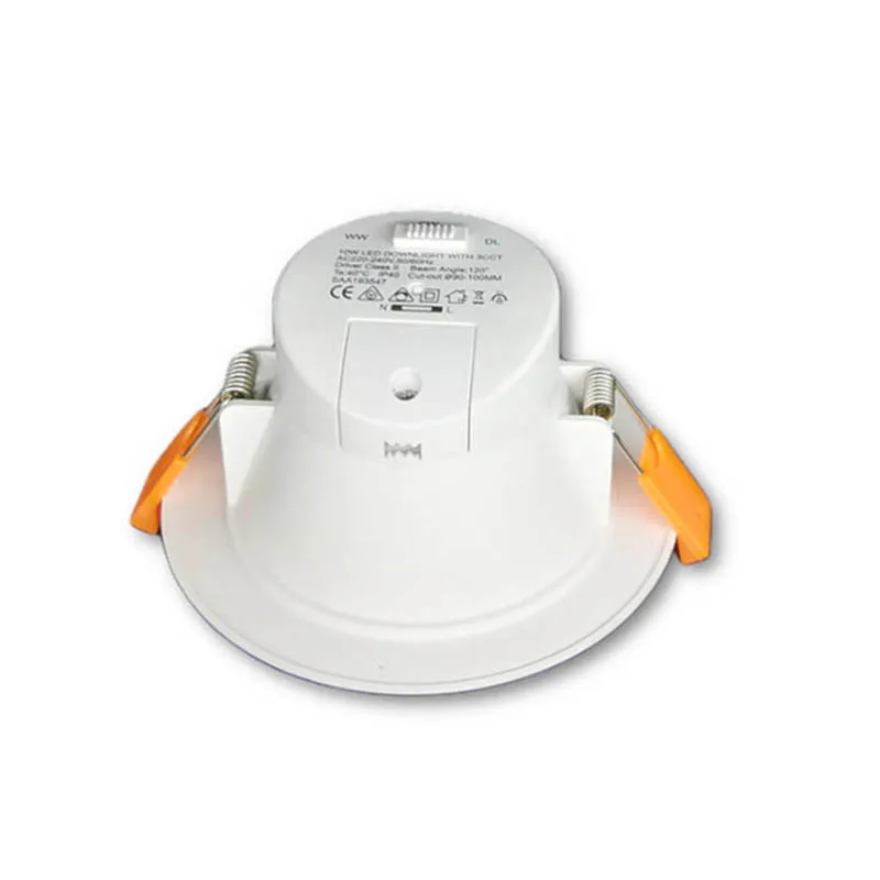 10W SAA-Australische geïntegreerde kunststof gewikkeld aluminium buislicht 3-kleurenschakelaar dimbare LED brandwerende downlight AC110-220V