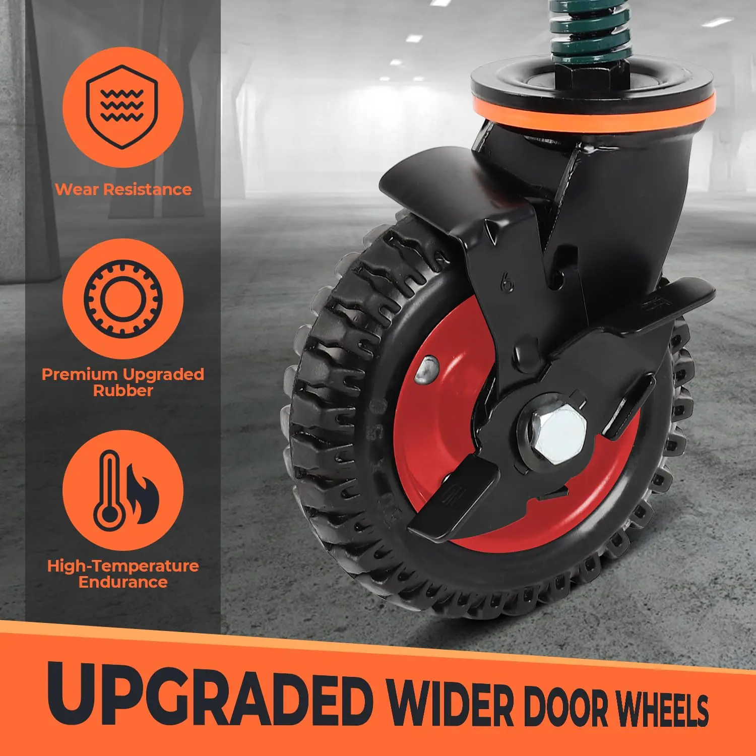 2 Pack Gate Wheel 6inch Fence Gate Wheels with Brake, for Metal Tube/Wooden Gate 360 Degree Rotation Spring Loaded 500Lb