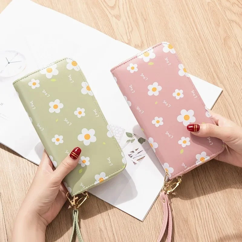 Women Wallets Flower Long Zipper Coin Purse Card Holder Woman Handbags Billfold Wallet Purses Clutch Money Wristlet Bags Cartera