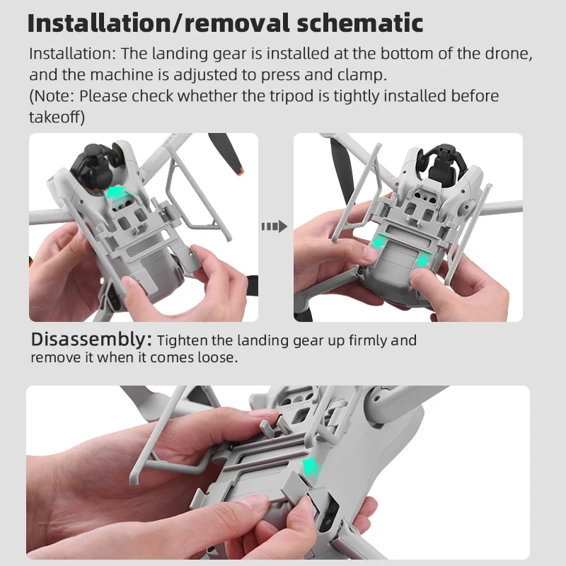 Foldable Landing Gear for DJI Mini 3/Mini 3 Pro Extension Support Legs Quick Release Extender Protector Drone Accessories