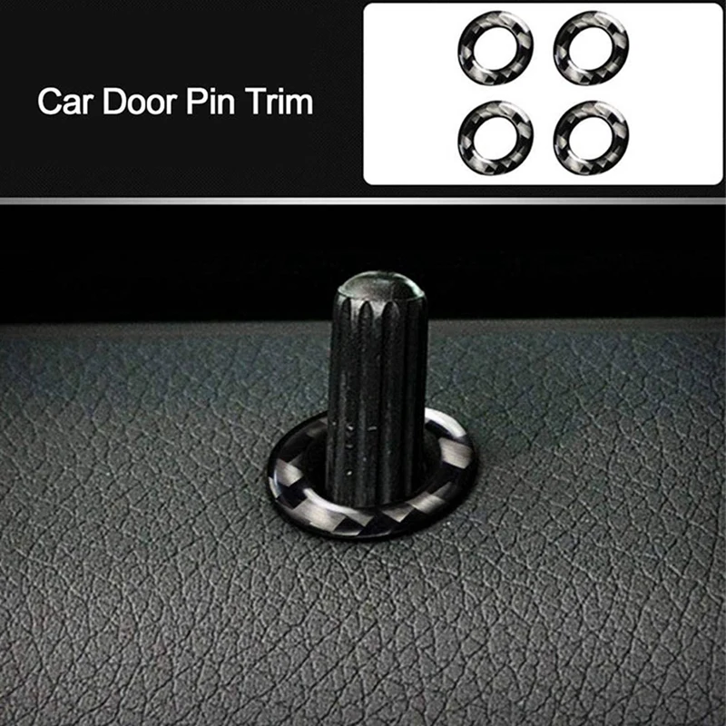 Car Door Pin Trim, 8Pcs Carbon Fiber Door Lock Pin Cover Trim Fits For Mercedes Benz C-Class W205 GLC C180 C200L C260L