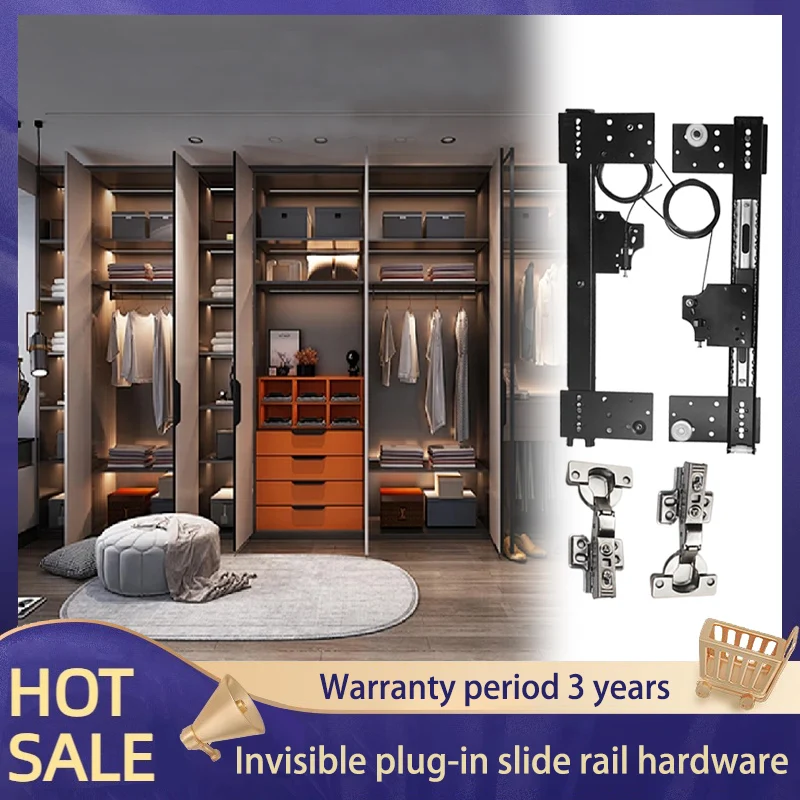 

Swing Door Hardware Folding Cabinet Pocket Door Side Mounted Telescopic Accessories Hidden Wardrobe Butterfly Door Track