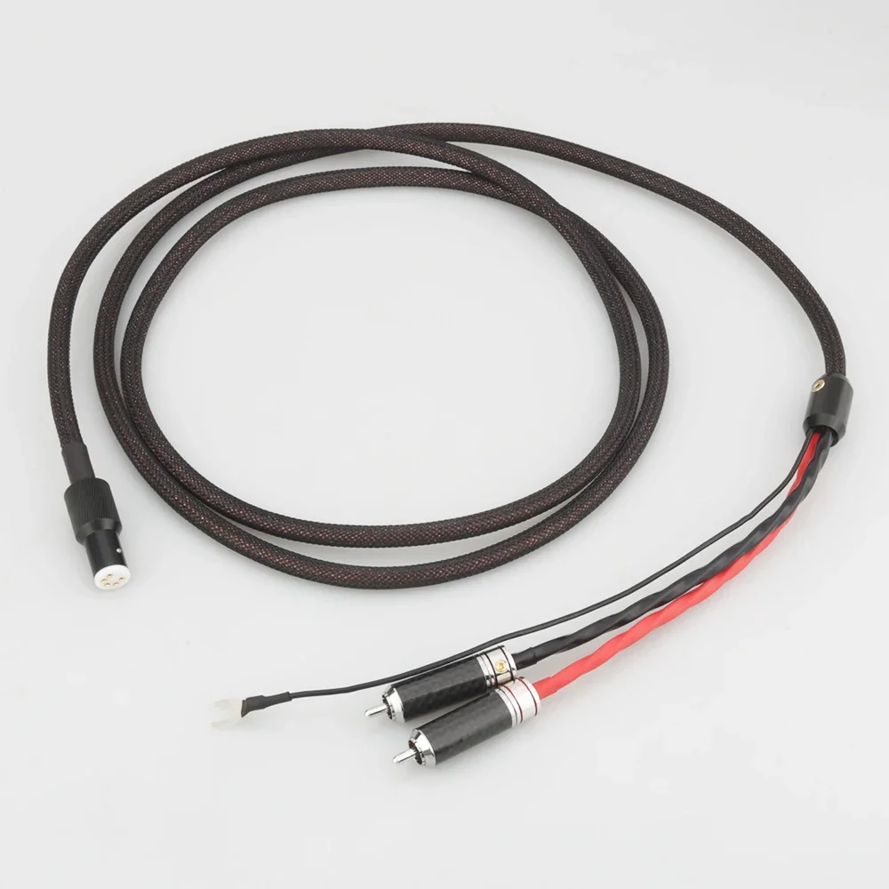 HIFI Audiocrast Pure Silver Tonearm Cable 5 Pin DIN to 2RCA Interconnect Shielding Phono Cable for Hi-Fi Audio Systems