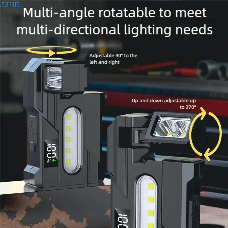 

J2HB 360Degree Adjustable Warning Flashlight Built in Magnet and USB C Charging Port