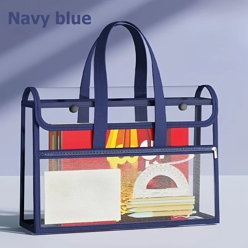 1 Large Capacity Transparent Pp File Bag - Multi-Compartment Design, Suitable for Tablets, A4 Paper, and Stationery - Durable and Portable File Holder for Back-To-School Season, Easter, Labor Day, and Can Be Used as a Birthday Gift for Classmates! the Contents Are Clearly Visible
