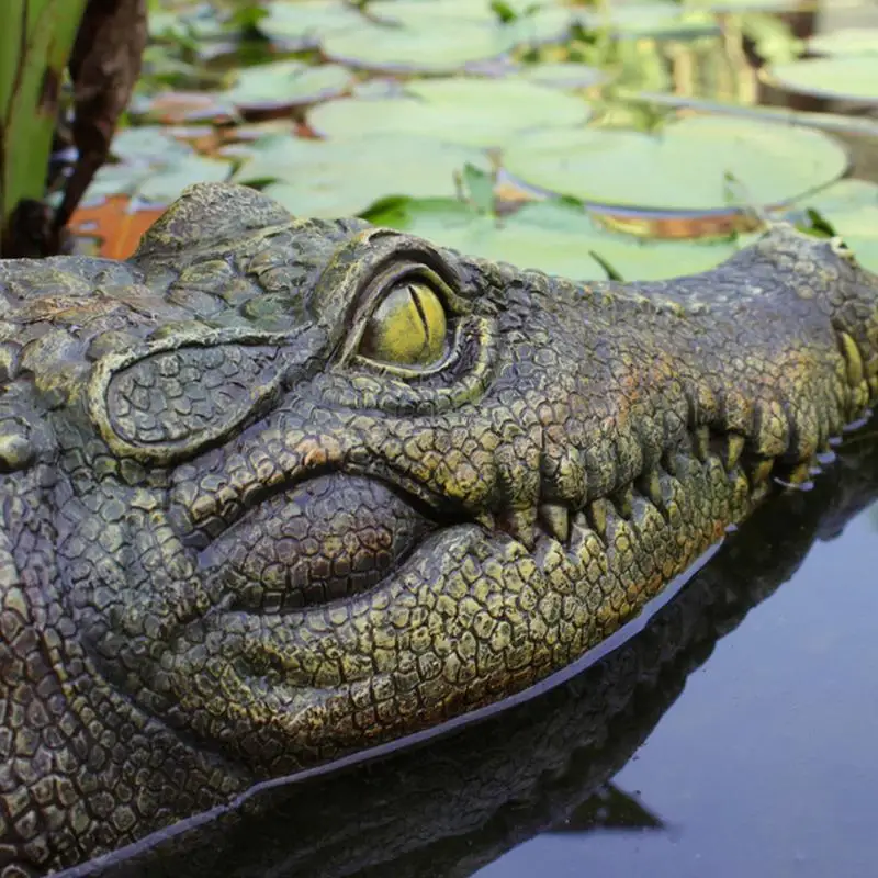 Floating Crocodile Head Water Decoy Realistic Animal Alligator Head Ornaments Courtyard Pond Park Pool Crocodile Head Decor