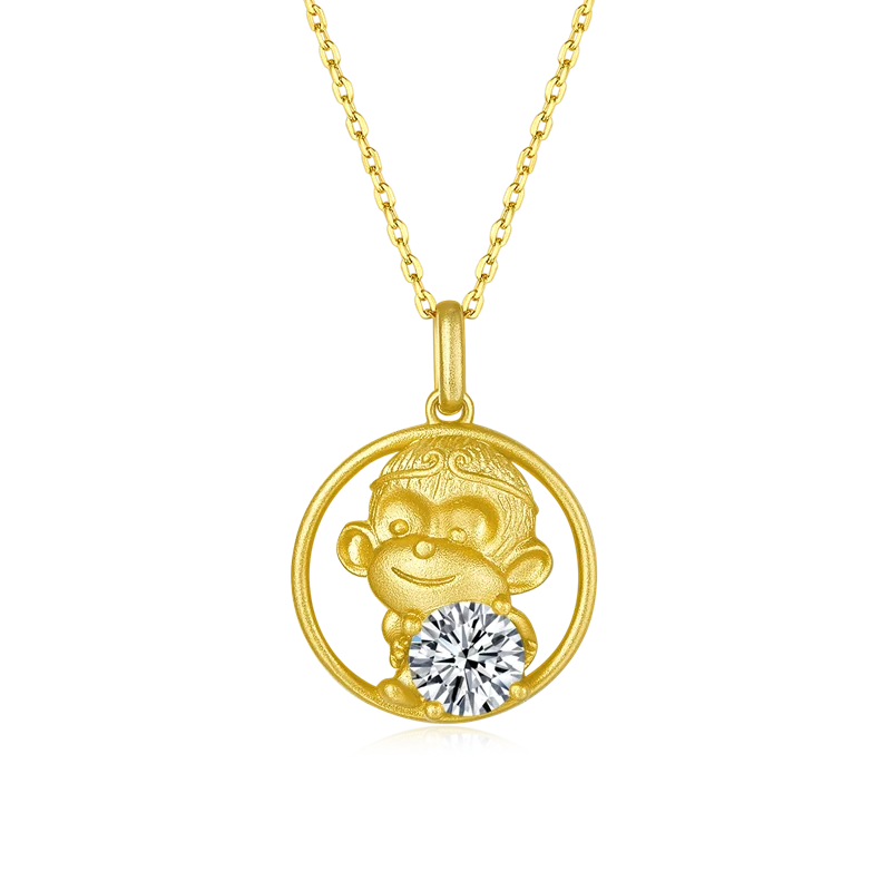 Twelve Chinese Zodiac Signs Moissanite Necklace Pendant Antique Gold Plated S925 Sterling Silver for Women Party Birthday  gift