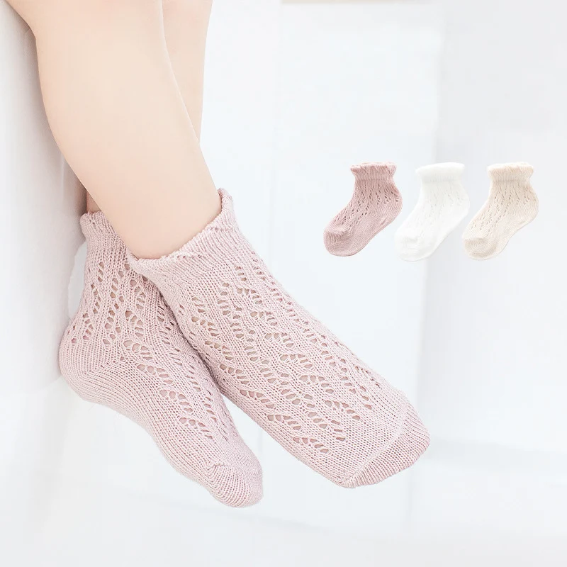 2 Pairs/Lot 1-6Y Children Kids Boys Socks Thin Mesh Hollow Baby Girl Princess Socks Summer Cute Cotton Breathable Soft Socks