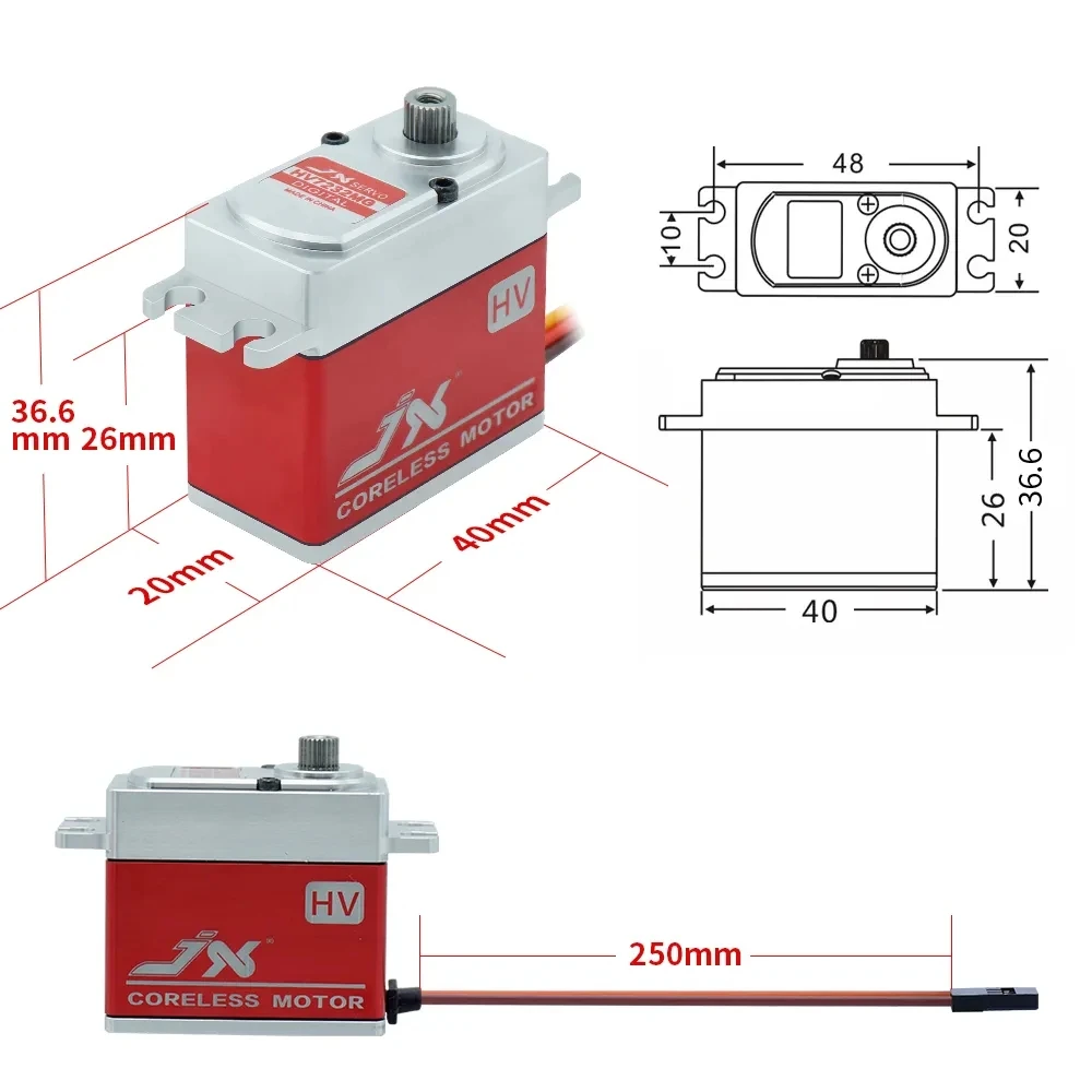 JX Servo PDI-HV7232MG 32KG wysokiej precyzji HV Metal w pełni CNC cyfrowy bezrdzewny Standard dla helikopter RC akcesoriów do majsterkowania