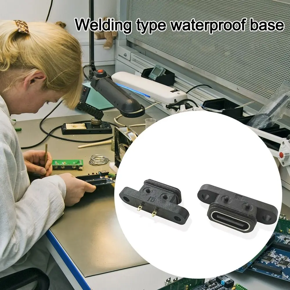 Type-C TYPE C 2Pin Female USB C Socket 2P Waterproof USB Connector Fast Charge Charging Interface 180 Degree