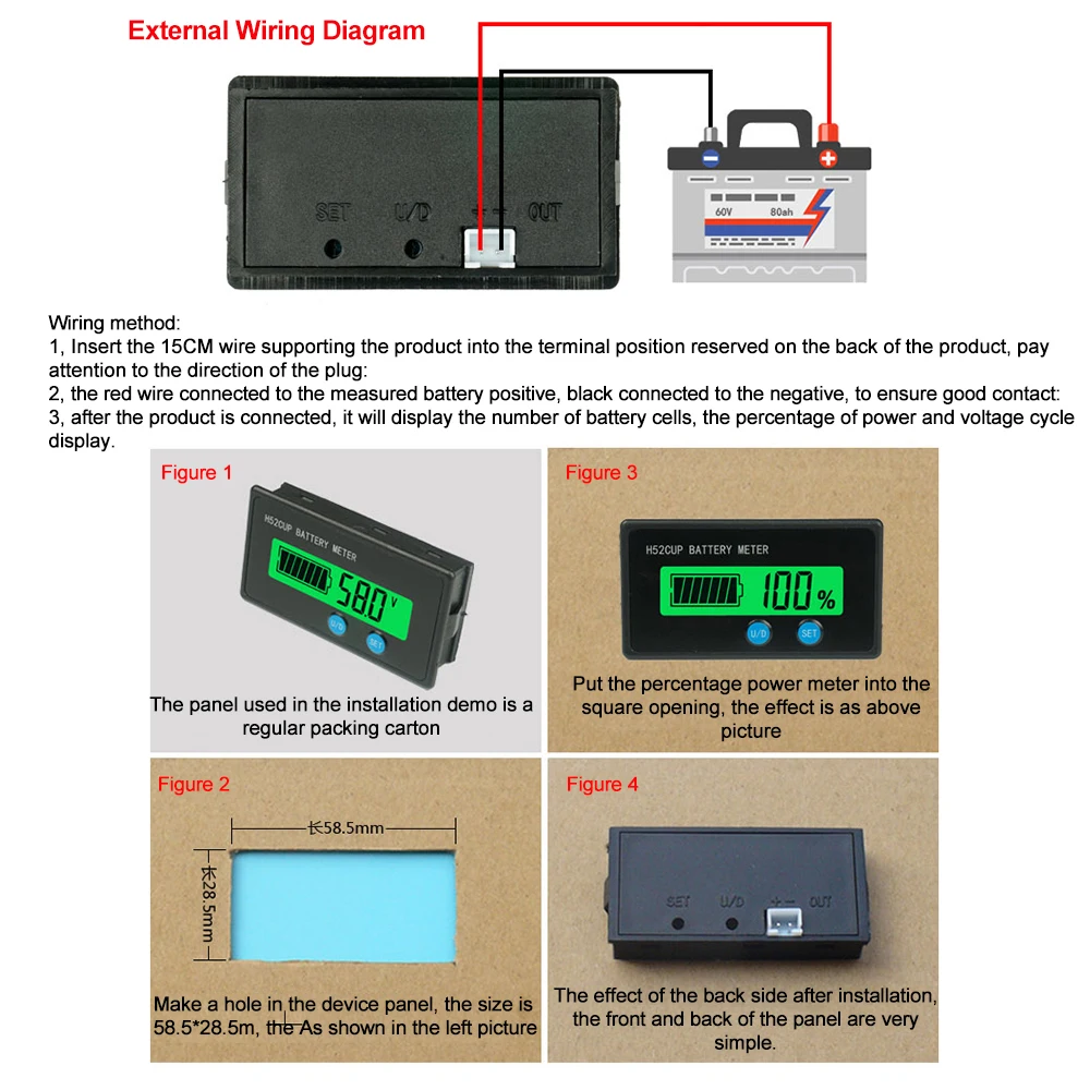 New Battery Indicator 12V 24V 36V 48V 60V 72V Acid Battery Capacity Voltage Monitor 3S 7S 10S 13S 17S 20S Lithium Battery Tester