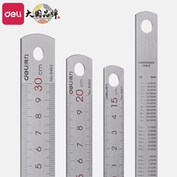 DELI Stainless Steel Ruler 10/20/30 CM Thick Metal Measure Straight Rulers Non Deformation Clear Marking Tool