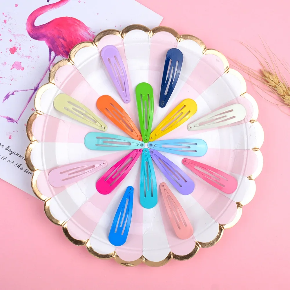 120/80/60Pcs RandomColorful BB Hair Clips  Water Drop Shape Hairpin Princess Barrette Simple Snap Clip Girls Hair Accessories