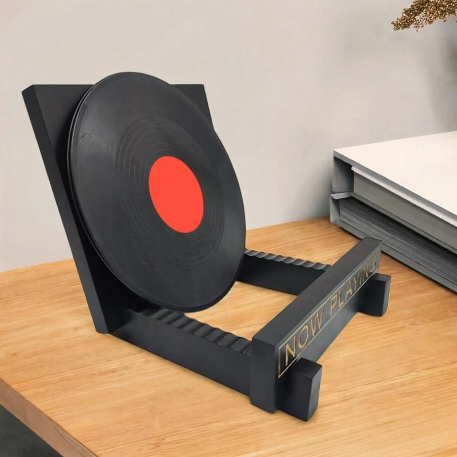 

Wood Vinyl Record Holder Easy to Assemble Wooden Ornament Multipurpose Record Stand Organizer LP Holder for Album DVD LP CD Book