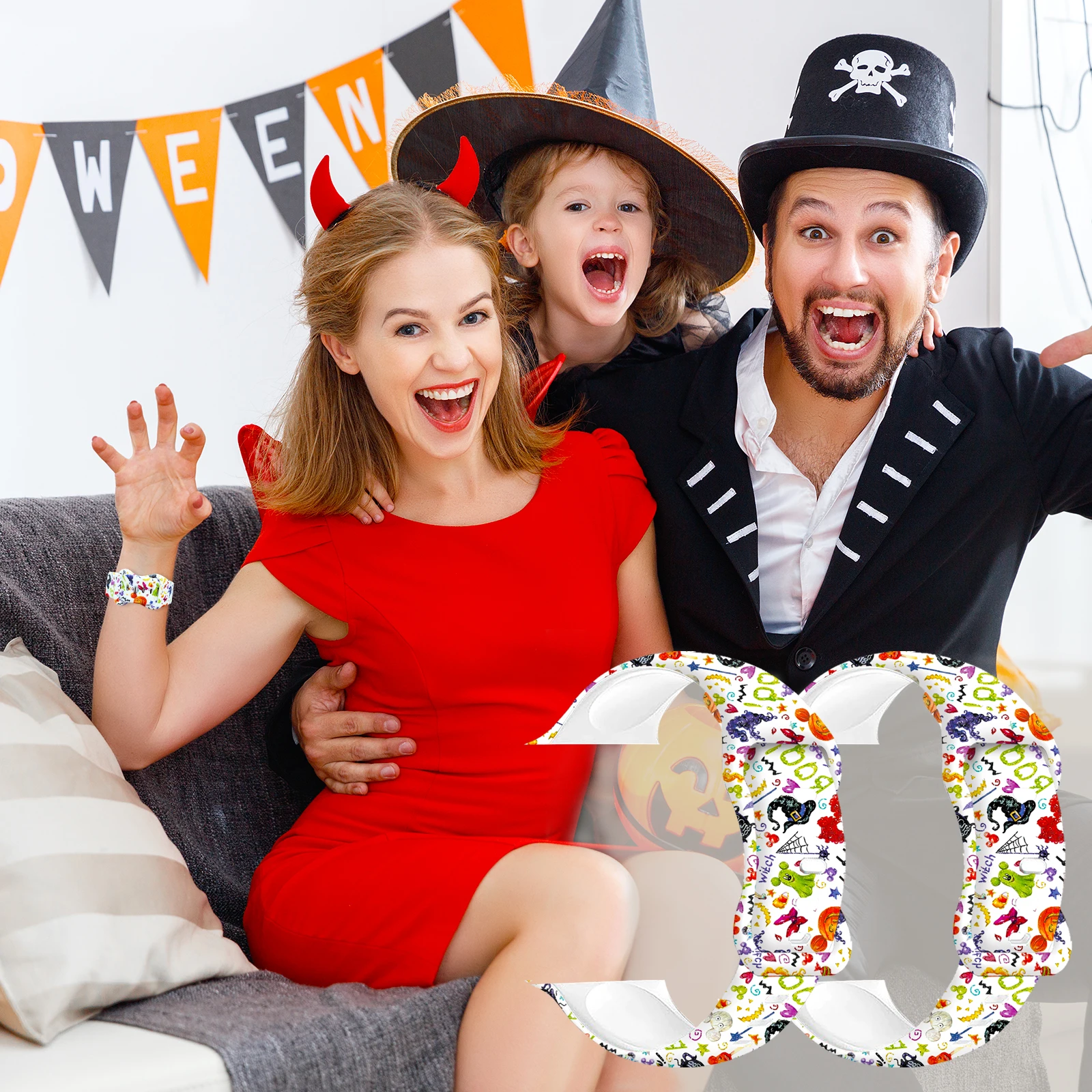 Halloween Candy Color Print Strap Silicone Replacement Band for Apple Watch Compatible with Series 10/9/8/7/SE 45mm/44mm/42mm