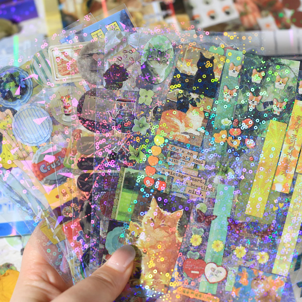 Über 500+ Aufkleber 20 Blatt PET Basis-Stickerbuch Geeignet für Journaling, Dekoration, Bürotassen, Tagebuch-Dekoration Notizbuch