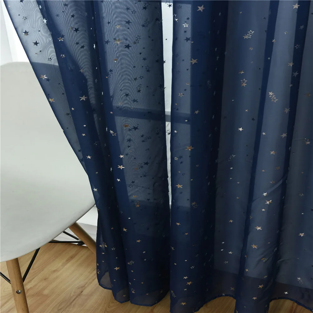 

Pink 100x270cm Silver Star Voile Curtains Sheer Window Drapes Bedroom Living Room Bathroom Sunlight Protection Modern Decor