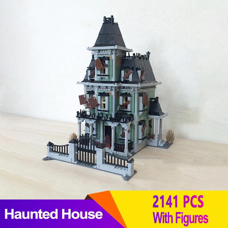 

With Monster Fighter MOC Display Haunted House Compatible 10228 16007 Building Blocks Bricks Birthday Christmas Toy Gift