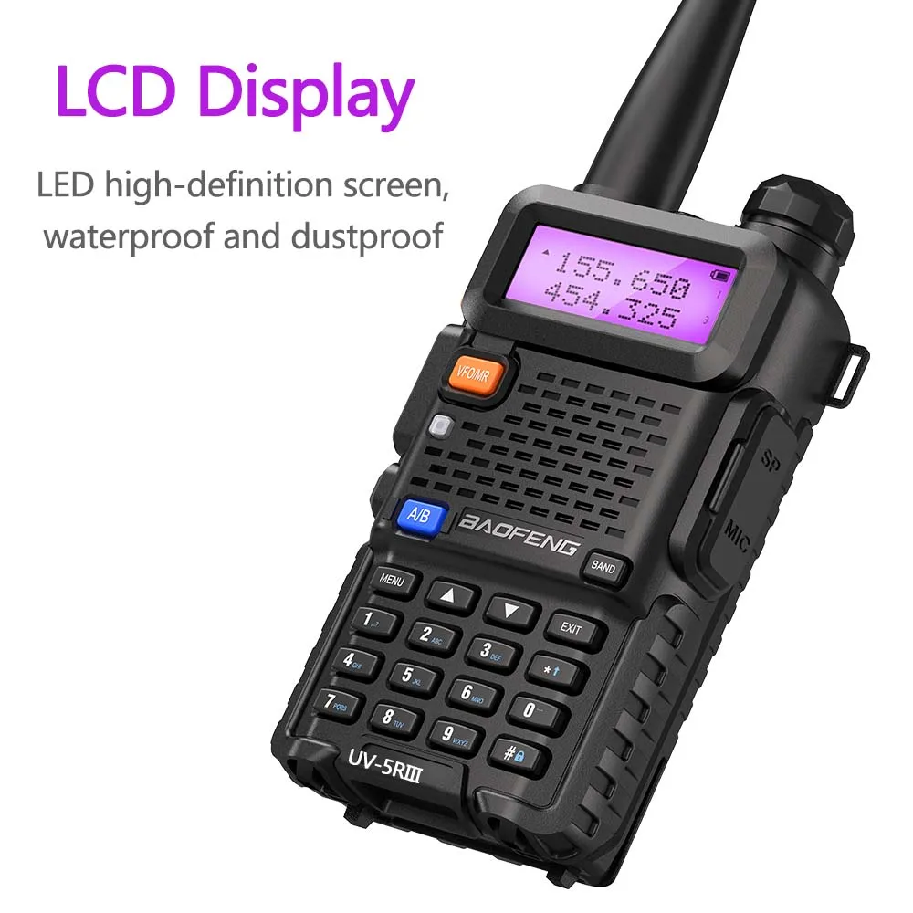 Baofeng UV-5R III Tri-Band Dual Antenna Walkie Talkie VHF UHF 136-174Mhz & 220-260Mhz & 400-520Mhz Ham Radio Scanner