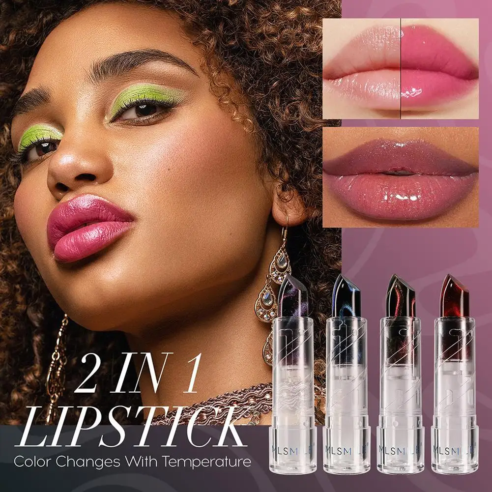 4 Colors Temperature Color Changing Lipstick Moisturizing Mirror Glitter Lipstick Natural Lasting Watery Jelly Lipstick