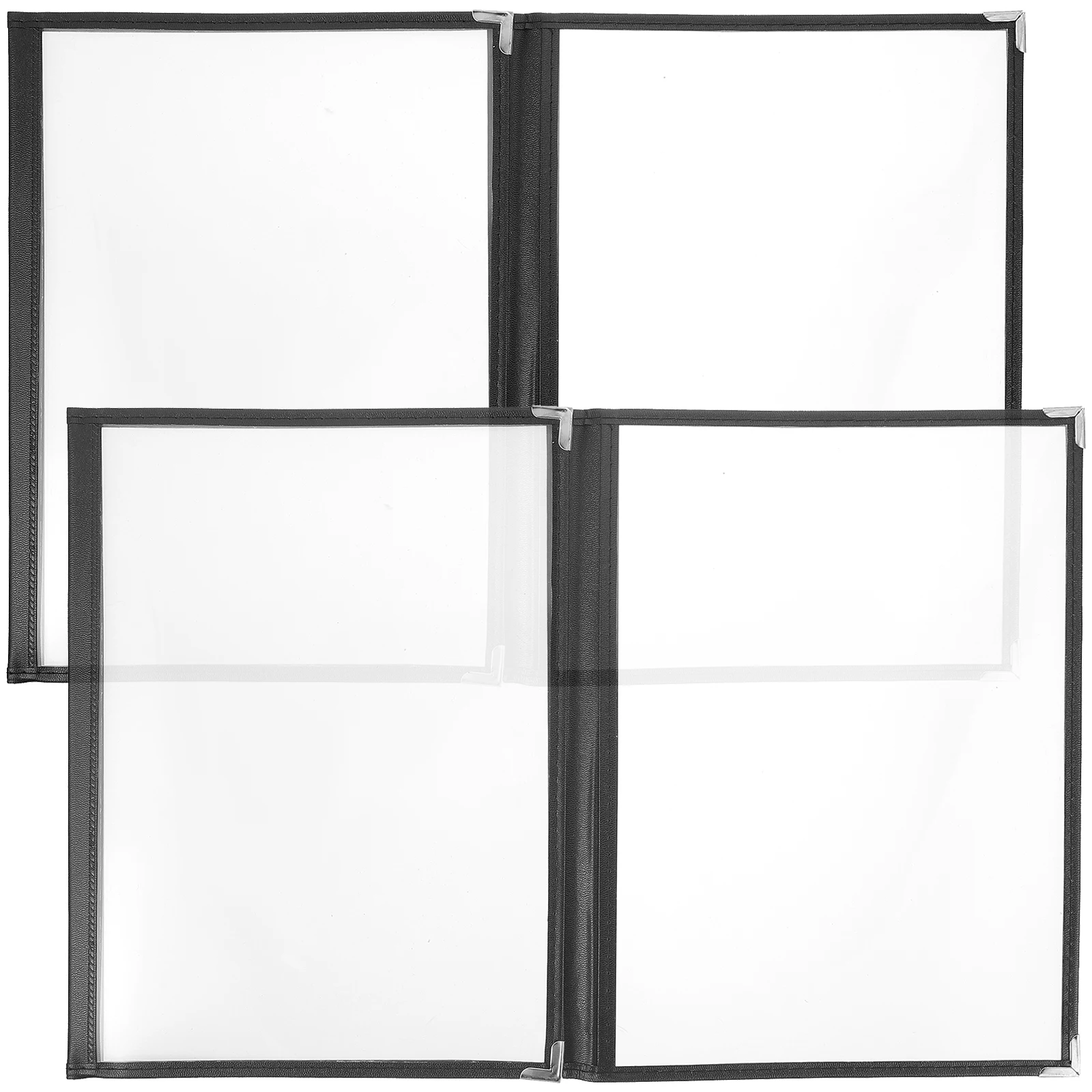 

2pcs Pvc Transparent Cover For Restaurant Coffee Shop Menu Holder Recipe Binder Shell Rounded Corner Easy Storage Kitchen