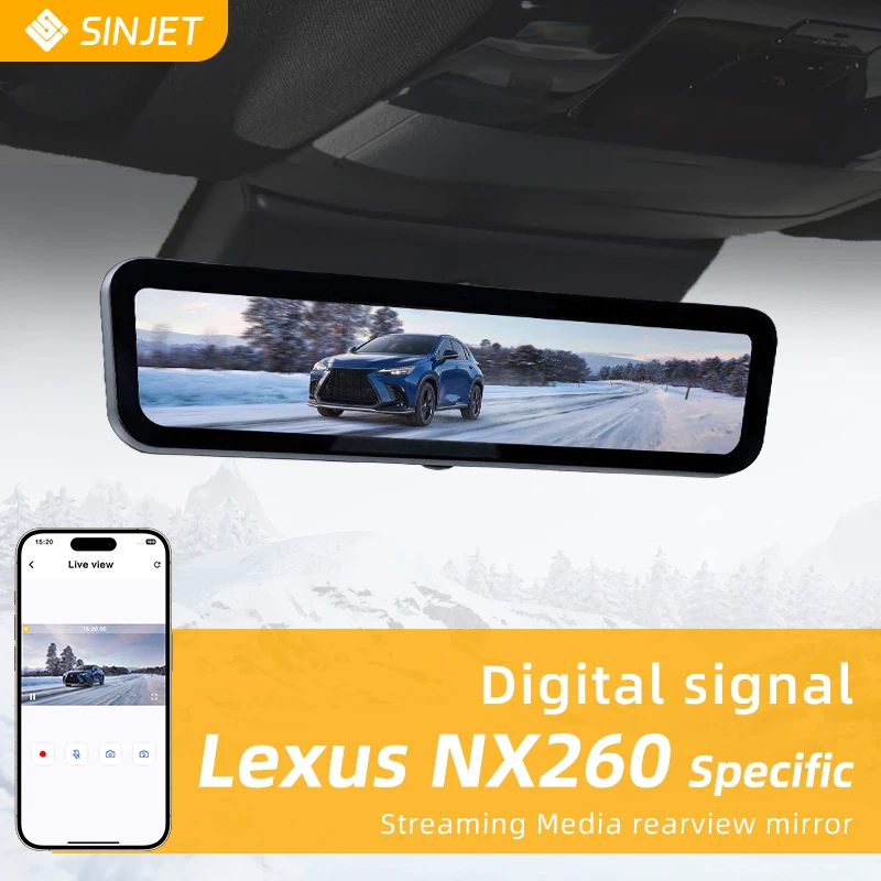SINJET For Lexus NX260 Car Electronics Rearview Mirror 9.2 Inch Touch Screen HD Front and Back Dual Camera Night Vision Dash Cam