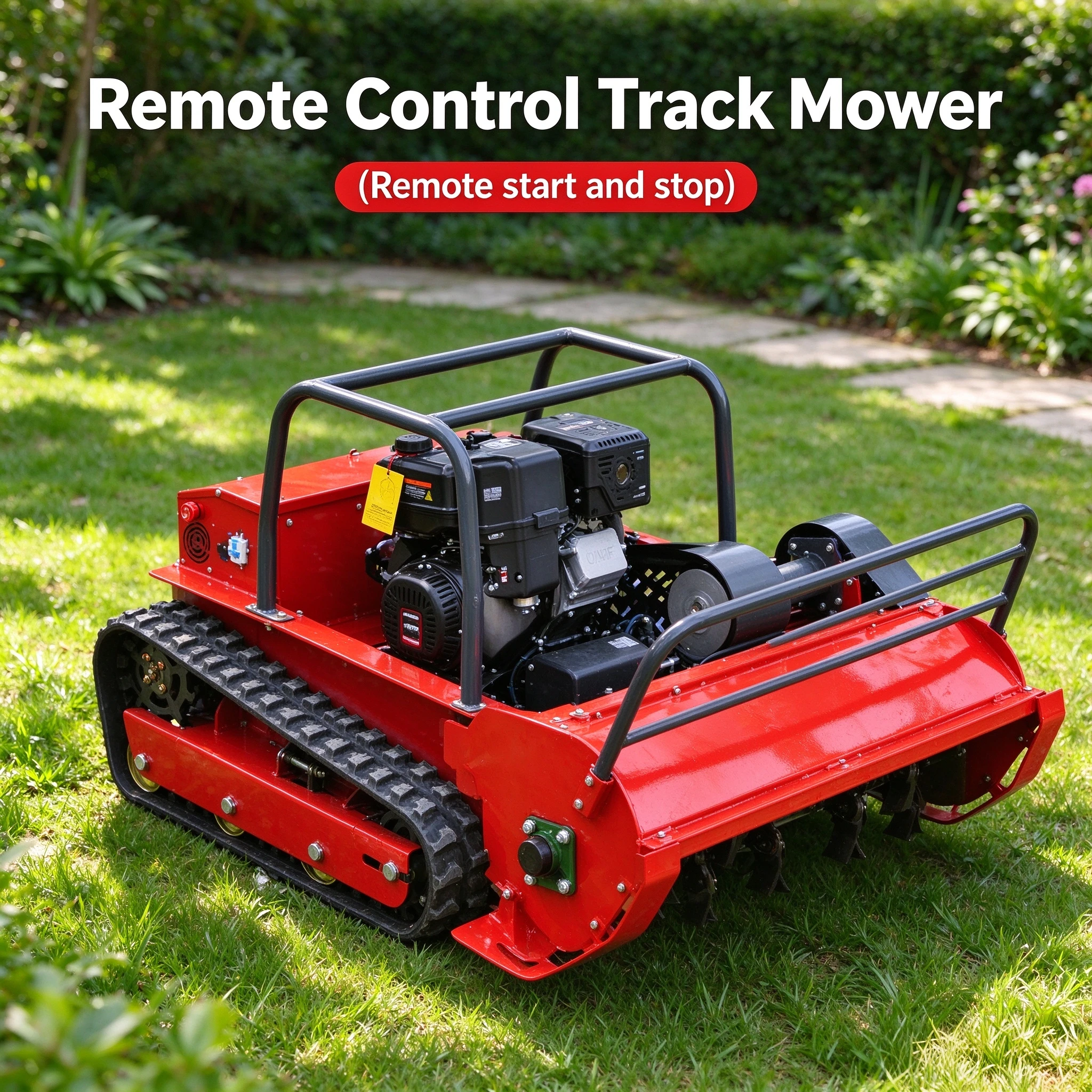 Customized Battery Operated Tracked Remote Control Lawn Mower Pure Electric Crawler Robotic Mower for Courtyard Garden