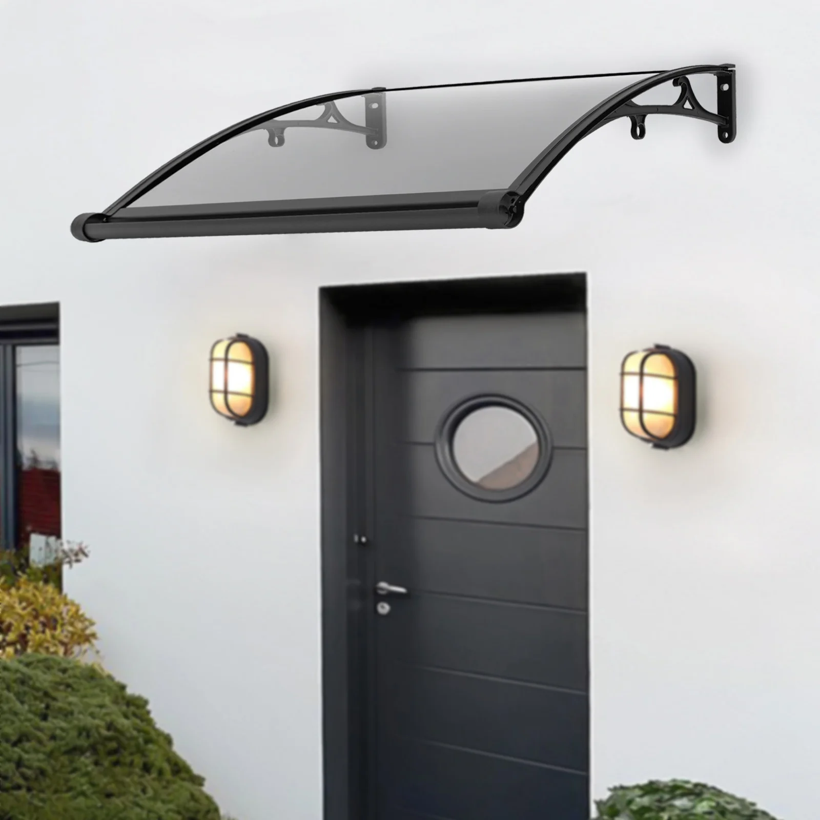 Upgraded Door Awning Canopy with Enlarged Gutters and UV Protection, 40.15x24.4x5.9in, 9.92lbs 110.23lbs Load Capacity for Porch Window Garage view 6