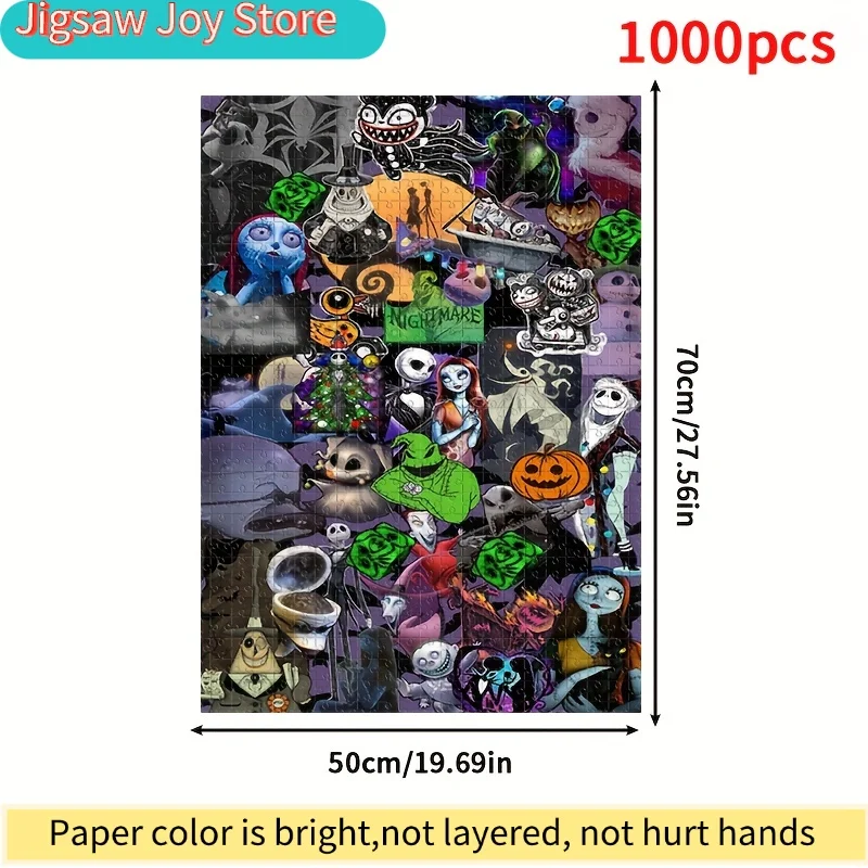 1000 قطعة لغز هدية اصنعها بنفسك، هدية عيد الميلاد، لغز كابوس الهالوين جاك وسالي، فانوس اليقطين على شكل جمجمة، هدية عطلة، لعبة لغز عادية