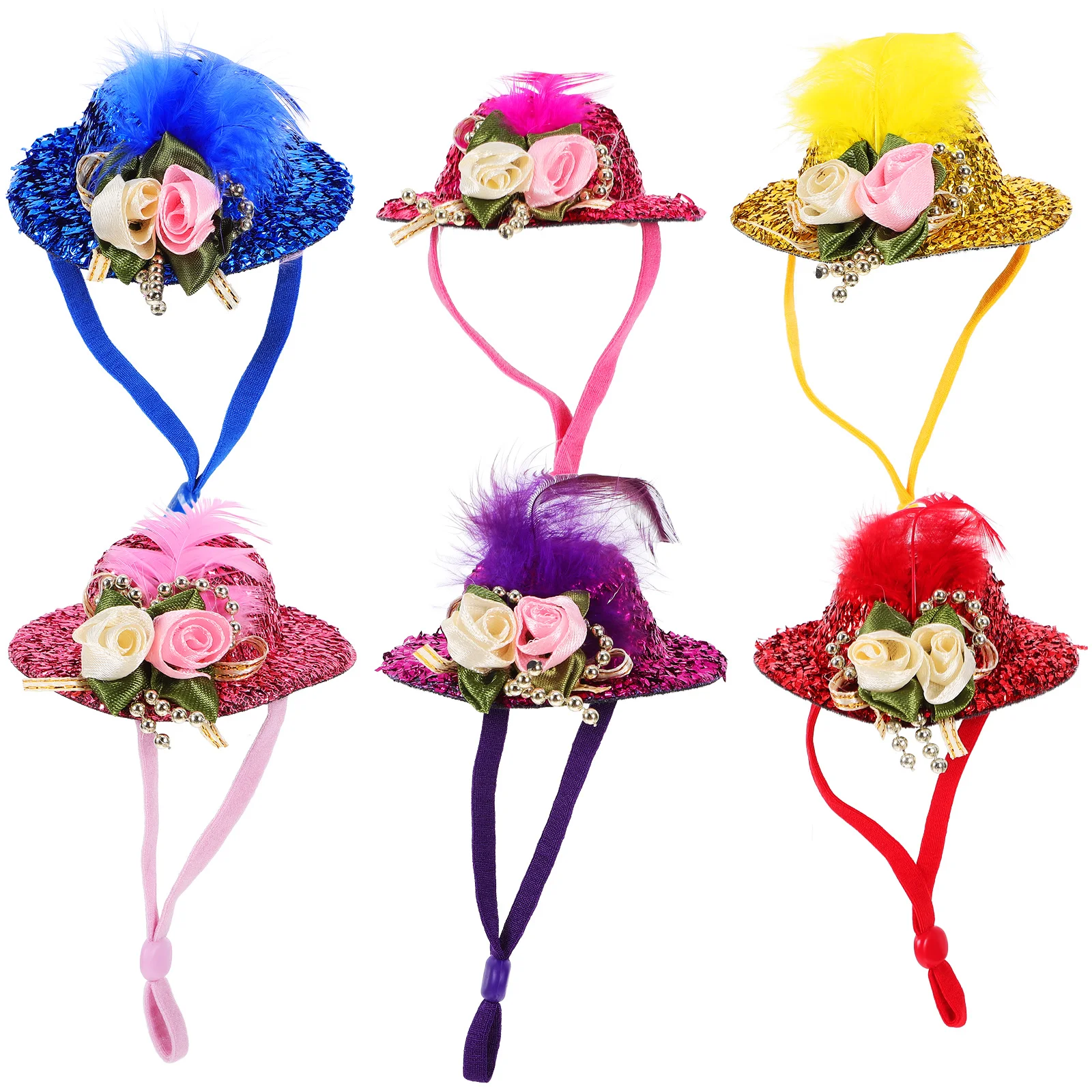 

6Pcs Cloth Chicken Hat Adjustable Hen Accessory Decorative Bird Hat Festival Holiday Party Supplies Chicken Accessory