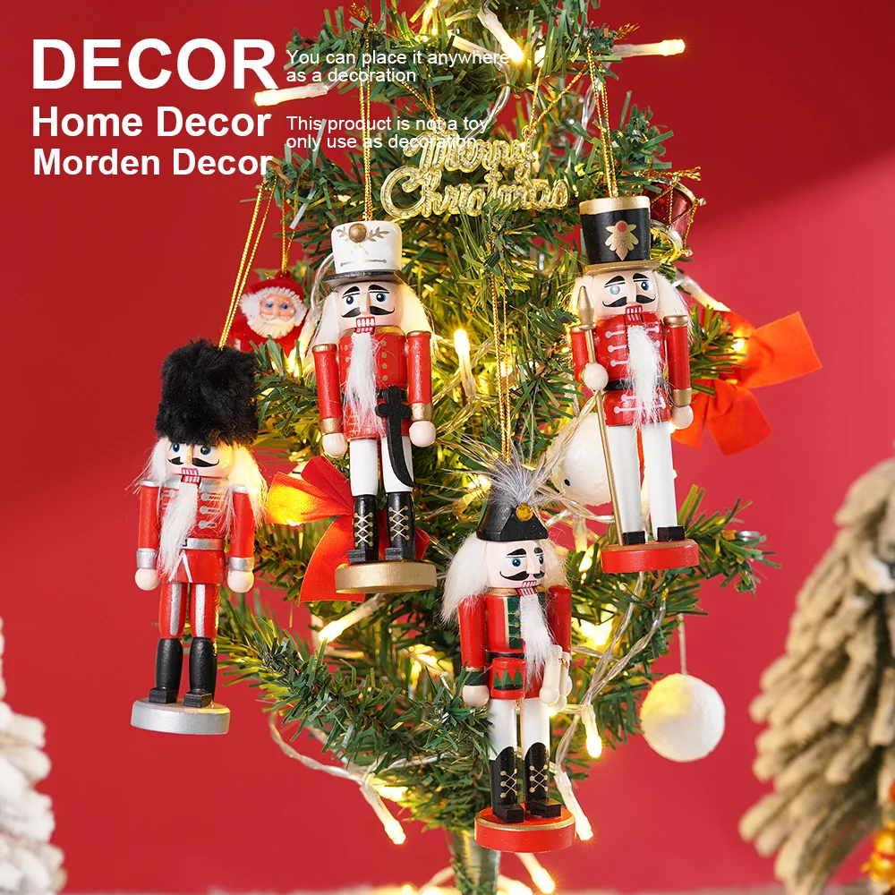 4pcs Nutcracker 12cm Nordic Soldier Nutcracker Wholesale Creative Home Furnishings Walnut Soldier Solid Wood Decoration Model