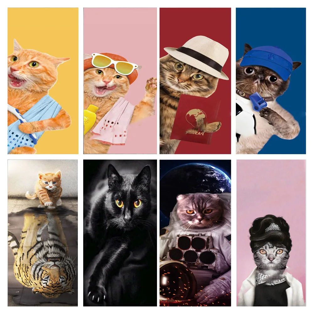 Funny Cat Door Sticker DIY Self Adhesive Wallpaper for Bedroom Bathroom Mural Custom Wall Stickers Home Design stick wallpaper