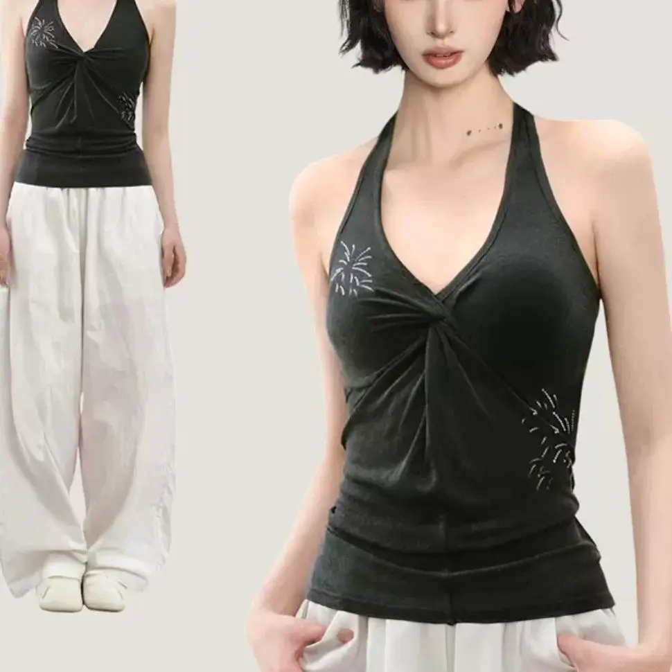 Women American Style Halter Vest Shirt Tops Summer New Slim Fit Hot Chic Camisole Top
