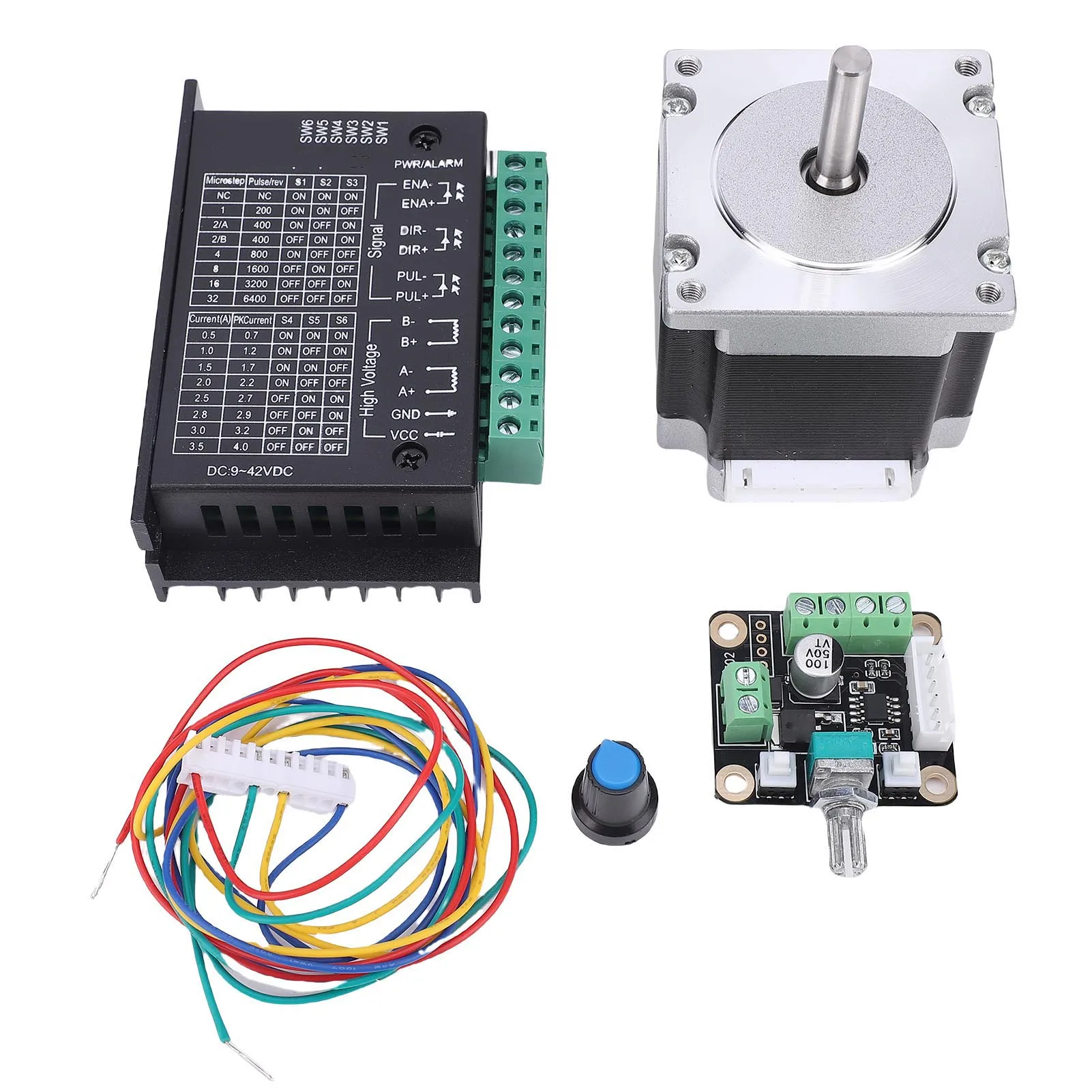 Nema23 Stepper Motor Driver Kit 23HS5628 126N.cm 2.8A 56mm 6.35mm Shaft Diameter Motor with TB6600 2 Phase Motor Driver for