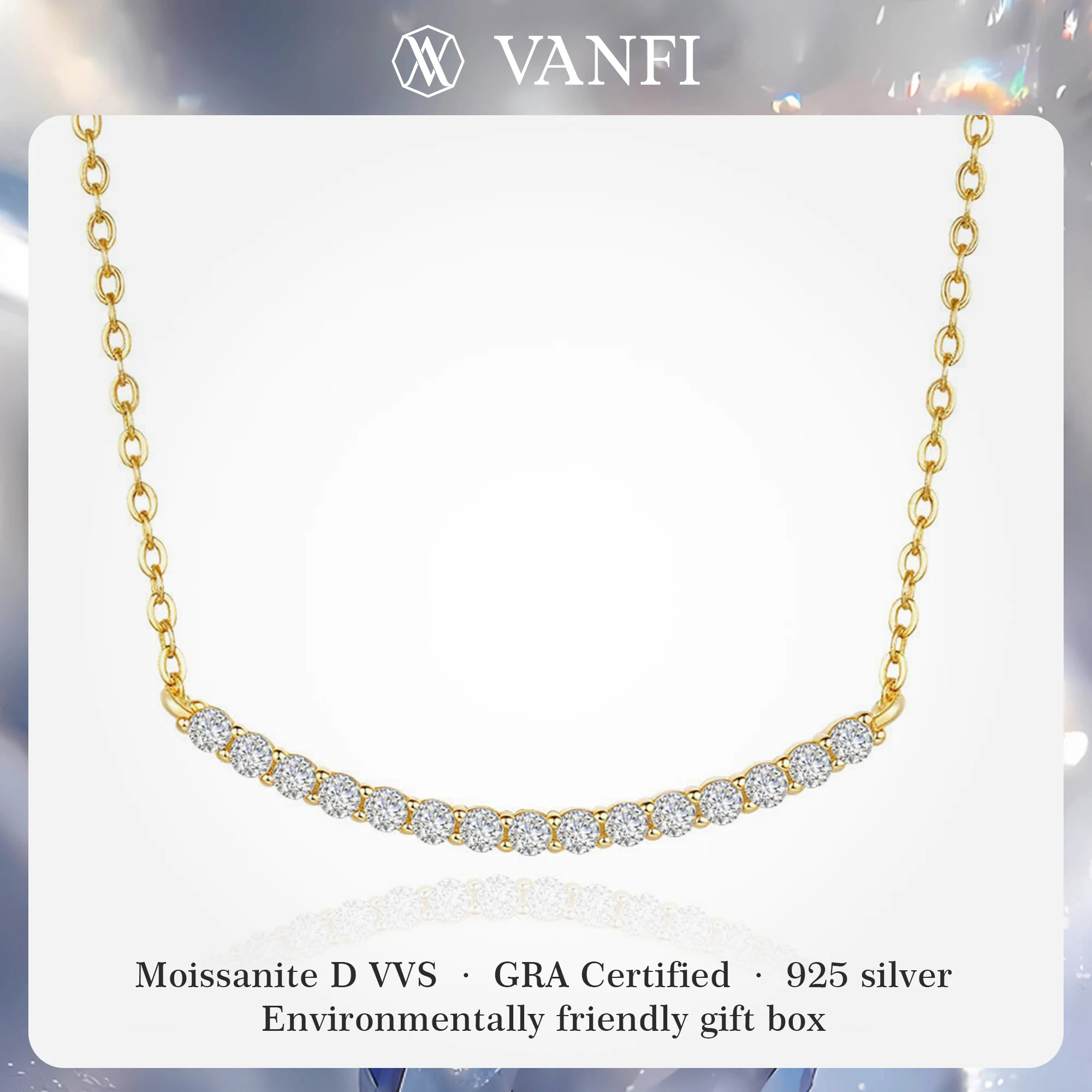 

Kfvanfi Moisanite s925 серебро роскошное женское ожерелье с покрытием 18k улыбка цепочка на ключицу кулон ювелирные изделия для дня рождения