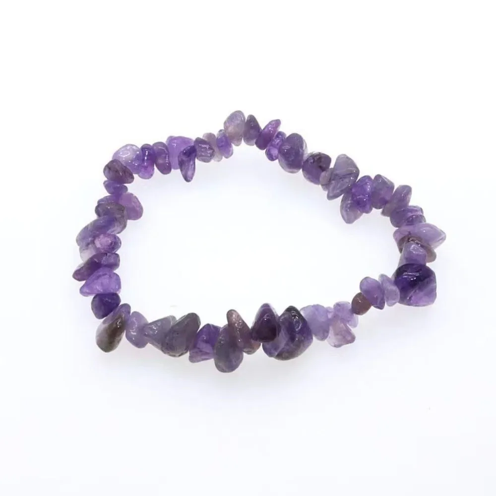 New Bohemian Irregular Stone Bracelets Adjustable Purple Wrap Charm Hand Chain Stretch Band Chip Beads Wristband Gifts