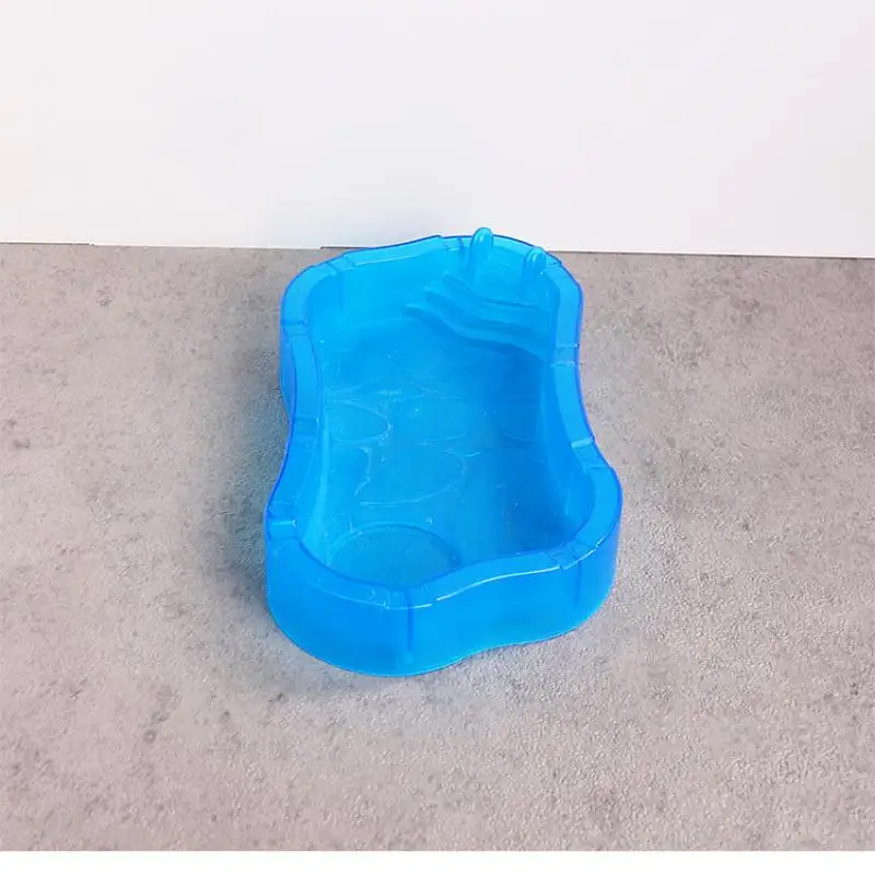 نموذج حوض سباحة مصغر باللون الأزرق الأزرق، قطعة واحدة من زينة مشهد بيت الدمية لملحقات ألعاب الأطفال