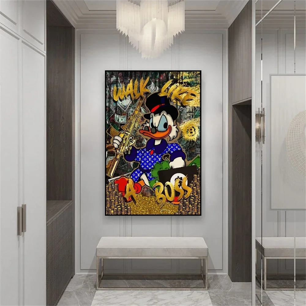 Colorful Graffiti Art Poster Scrooge Mcduck Wall Art Prints Cartoon Pop Street Art Canvas Painting Oil Painting Office Decor